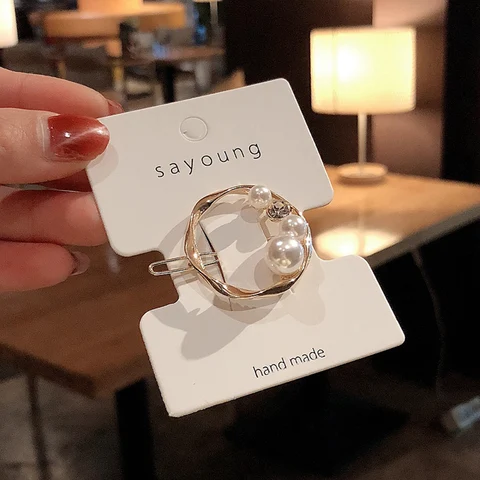 Fashion Pearls Hollow Star Love Heart Metal Hair Clips Crystal Rhinestones Star Hairpins for Women Korea Hair Accessories