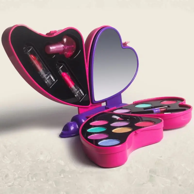 

Butterfly Children Cosmetics Set Safe Non-toxic Girl Princess Makeup Eyeshadow Lip Gloss Kit Pretend Play Education Toy