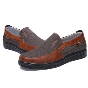 

2020 Spring Mens Casual Shoes Comfortable Breathable Slip-on Flat Canvas Loafers Shoes Men Soft Driving Shoes Oversized Size 50
