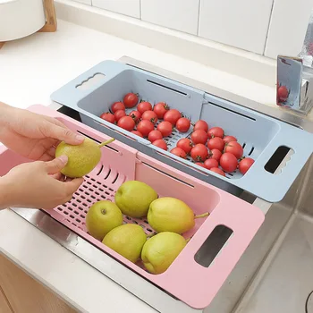 

Retractable Adjustment Sink Telescopic Washing Fruit And Vegetable Basket Kitchen Sink Drain Basket
