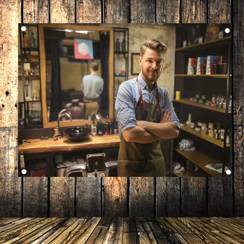 Hair Cut! Hairstyle Barber Shop Signboard Vintage Decor Hairdresser Poster Flag Banner Canvas Painting Hanging Cloth 96x144 CM | Дом и сад