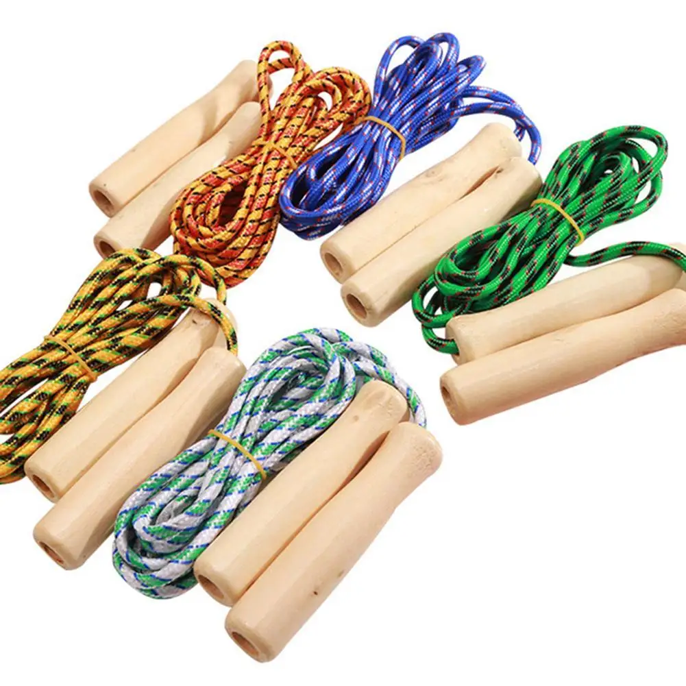 Kids Jump Ropes Wood Handle Sport Bodybuilding Fitness Lovely Cartoon Braiding Skipping Ropes Wood Handle Sports Fitness Toys