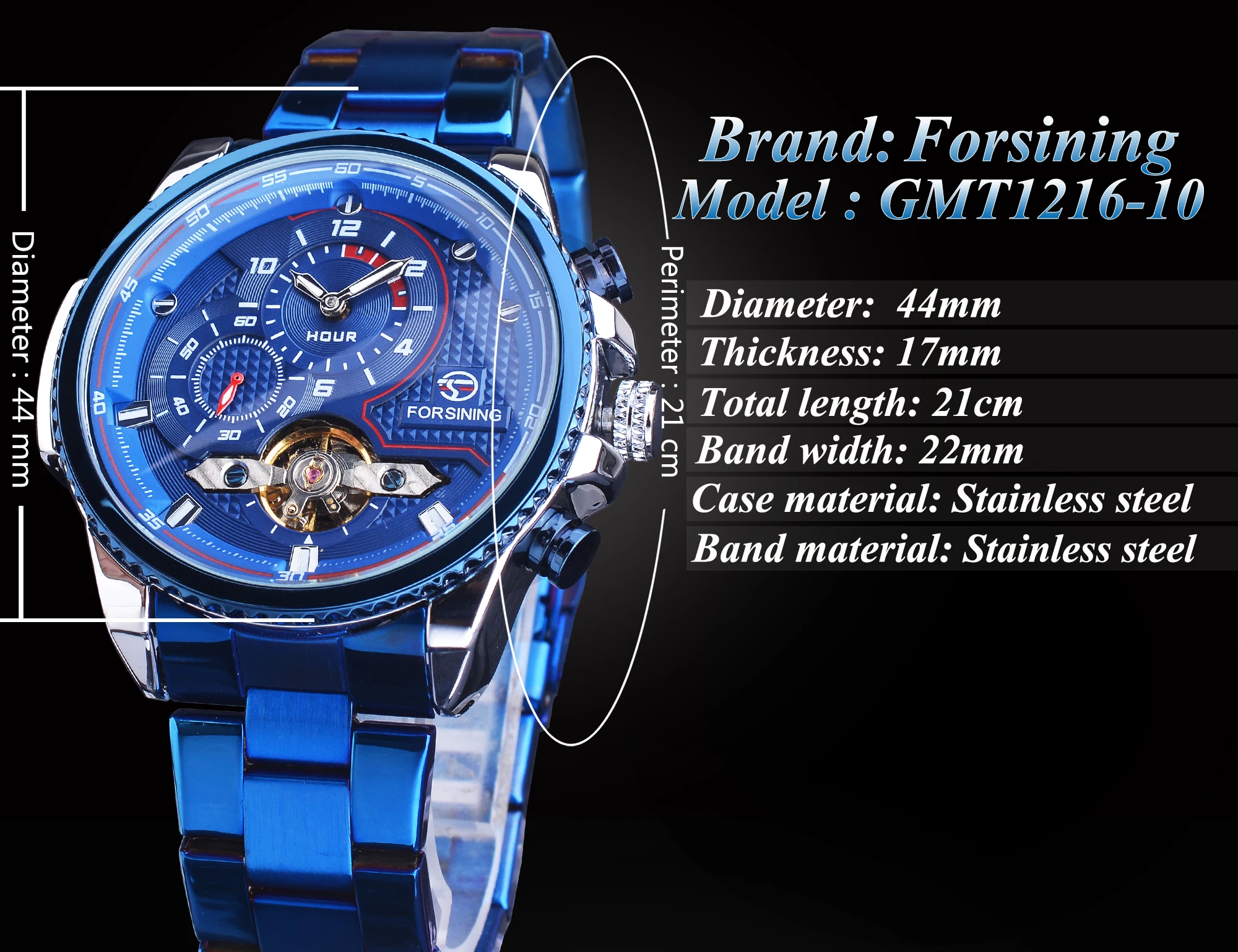 Forsining Orologio meccanico automatico da uomo Tourbillon Orologi da polso da uomo Orologi impermeabili Orologio da polso di lusso blu Relojes Hombre_voghion.com