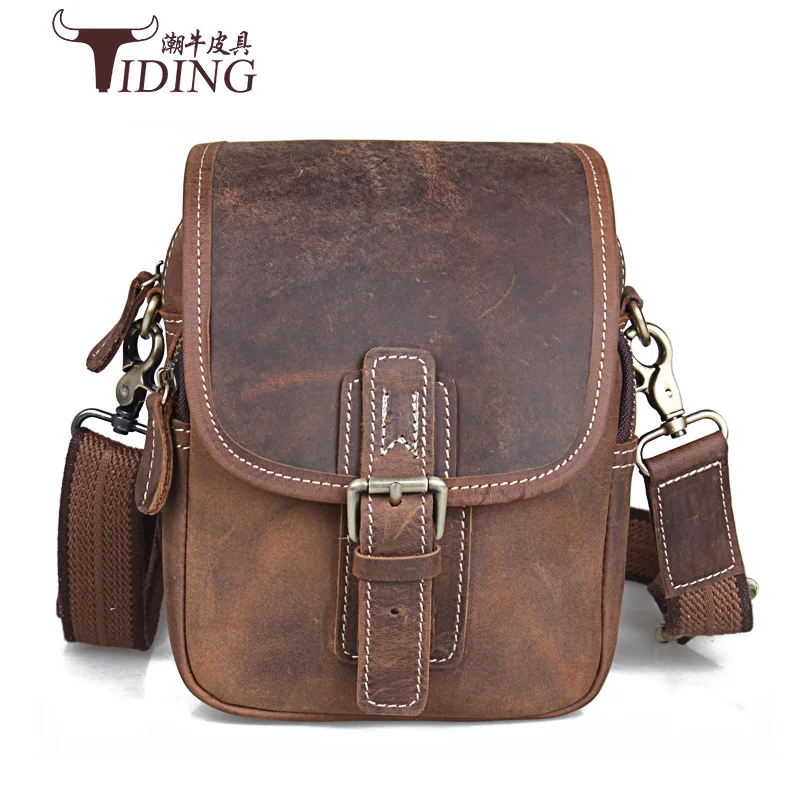 

High Quality Horse Leather Closed-toe-Layer Leather Bag Genuine Leather Men's Wallet Men Crossbody Bag 3006
