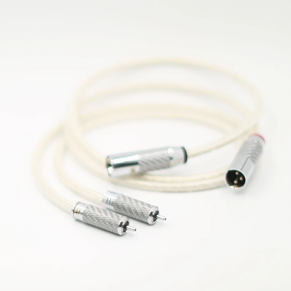1 пара Hifi аудио посеребренный кабель OFC RCA аналоговый из углеродного волокна к XLR