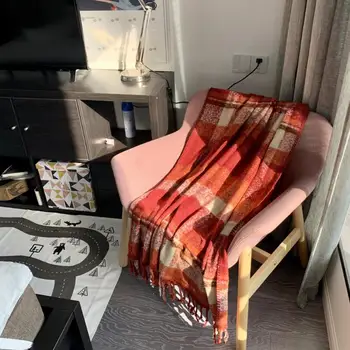 

European 100% SherpaTowel Blanket for Couch Sofa Decorative Slipcover Throws Plaid Stitching Travel Plane Blanket Healthy Mat