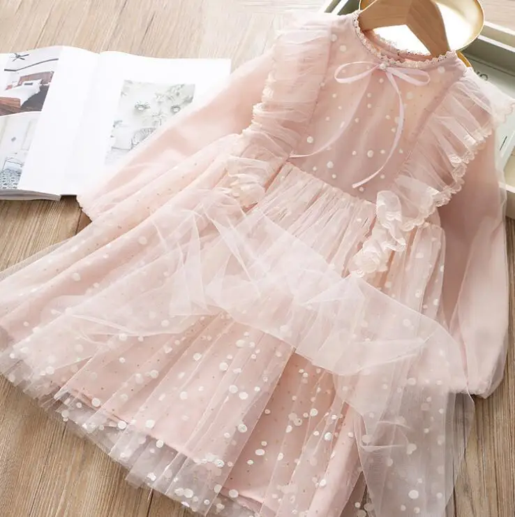Сетчатое платье принцессы для девочек; Размеры 100-140 см; нарядные платья для маленьких девочек; Новое поступление года; сезон весна-лето