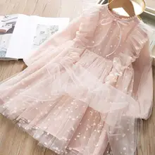 Сетчатое платье принцессы для девочек; Размеры 100-140 см; нарядные платья для маленьких девочек; Новое поступление года; сезон весна-лето