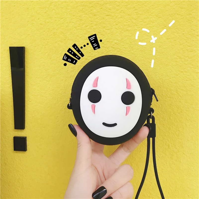 coin purse Хаяо Миядзаки аниме Унесенные призраками безликие Kawaii силиконовые сберегающие банки игрушки кулон мультфильм версия без лица кремнезема портмоне - Цвет: coin purse