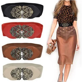 

Fashion Belt For Women Brand Cinturon Mujer Vintage Ceinture Femme Wide Elastic Stretch Buckle Waist Belt Waistband Pasek Damski