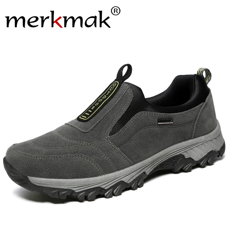 Merkmak/Коллекция года; сезон весна-осень; дышащая удобная повседневная обувь; большие размеры; кроссовки из флока без шнуровки; модная Безопасная рабочая обувь