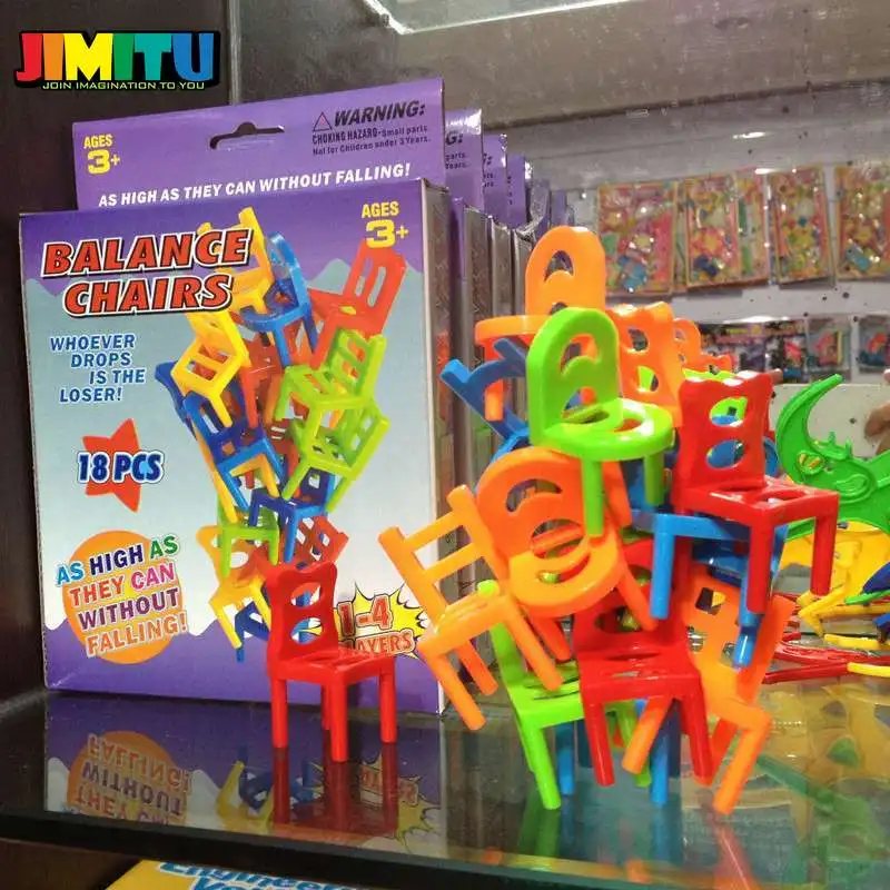 JIMITU 18 шт./компл. мини стулья с возможностью установки на игра Пластик блок баланс игрушка Родитель Ребенок Смешные интерактивные игры детские развивающие игрушки