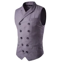 Slim Fit Suit Collar Double Breasted Slim Fit Gentleman Waistcoat Men Sleeveless Suit Waistcoat M-8x