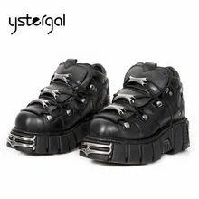 Ystergal/Новинка года; женские кроссовки; обувь на платформе 6 см; женская обувь на толстой мягкой подошве в стиле панк; женская повседневная обувь на плоской подошве с металлическим декором; tenis feminino