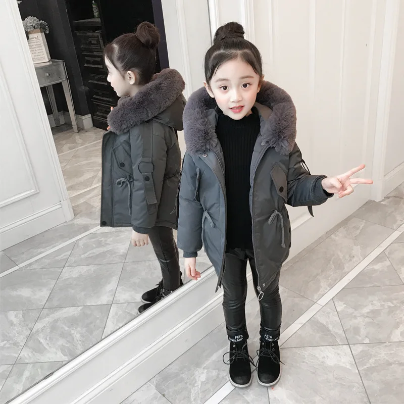 2019 г. Толстая теплая Красивая коричневая хлопковая куртка для больших девочек