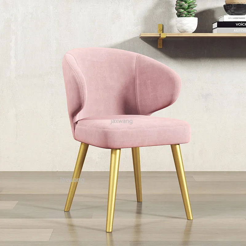 

Flannel Dining Chair Simple Home Nordic Style Restaurant Back Leisure Chair Creative Net Red Ins Style Light Luxury Makeup Chair