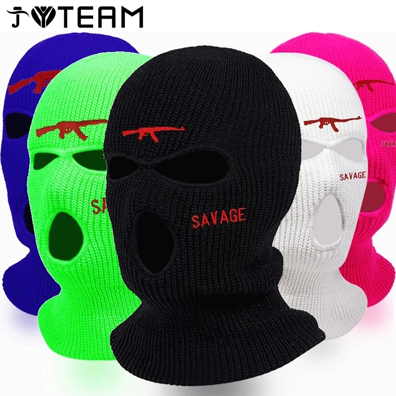 Fahison Neon Balaclava Three-hole Ski Mask AK47 Tactical Full Face Winter Hat Party Limited Embroidery Gifts 2022 | Аксессуары для