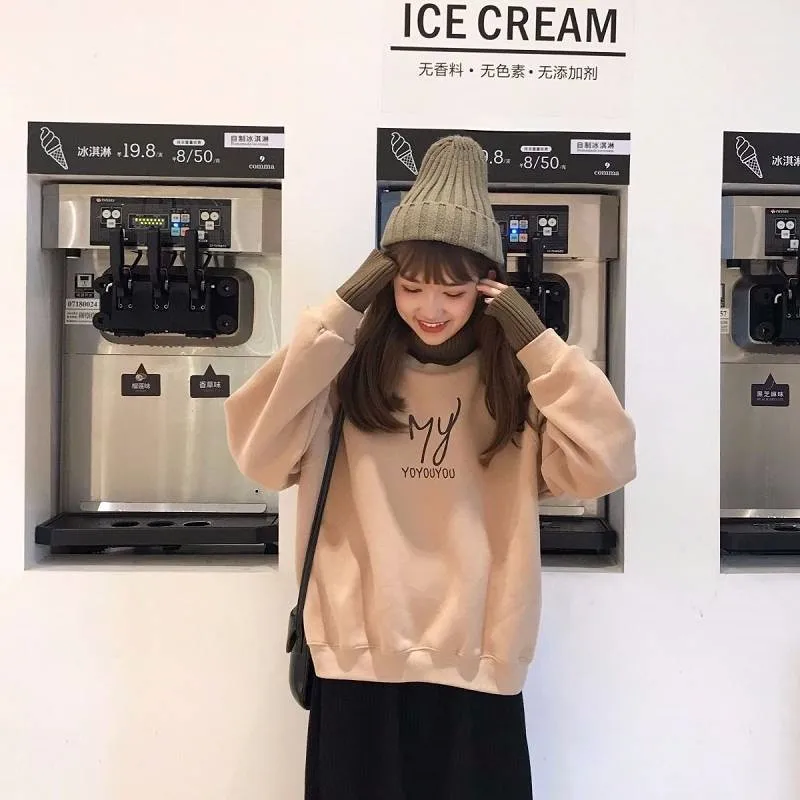 High Street Kawaii, Женская толстовка для девочек, модная, для девушек, студентов, зеленые топы, толстовки, повседневная, с принтом, для девушек, Корейская уличная одежда