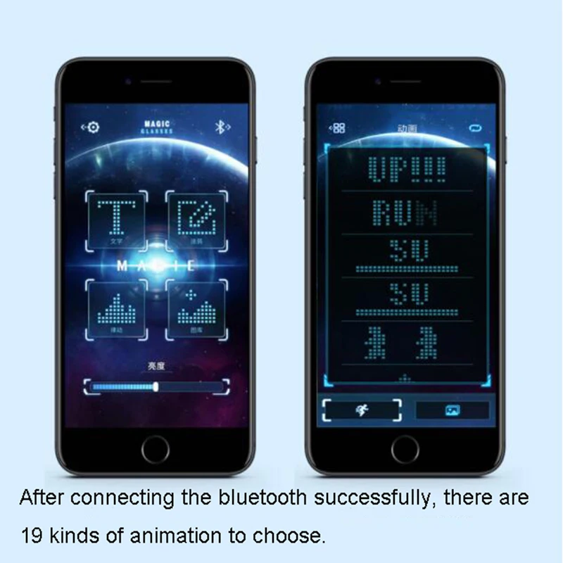 Волшебные Bluetooth светодиодные очки для вечеринок приложение управление светящиеся очки USB зарядка DIY Изменить многоязычный быстрая вспышка Led