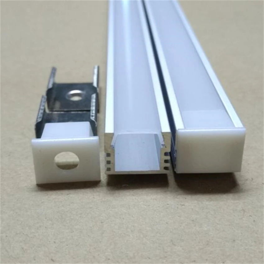 1-2m Aluminium Profil für LED Schiene Unterputzmontage Lichtleiste Endkappen TOP 
