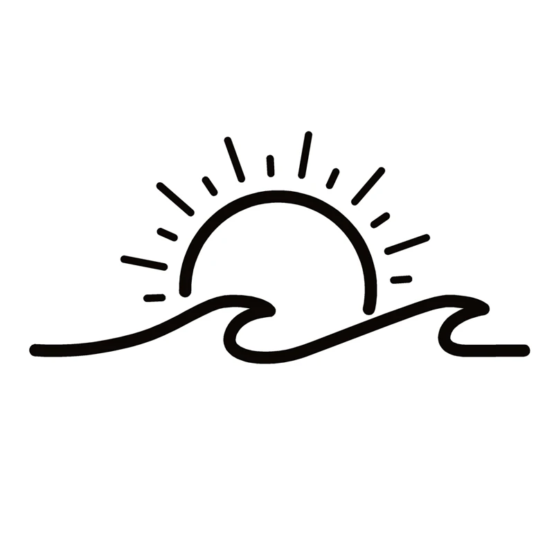 

40722# Die-Cut Vinyl Decal Sun & Wave Beach Car Sticker Waterproof Auto Decors on Car Body Bumper Rear Window