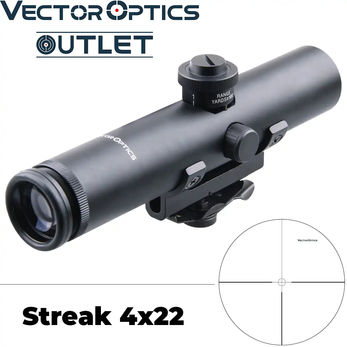 Vector Optics Tactical 4x22 Carry Handle Compact Rifle Scope Shock