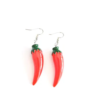 

Fashion New Cute Resin Fruit Pendant Long Earrings for Women Geometric Simple Interesting Food Tassel Vegetables Pepper Earring