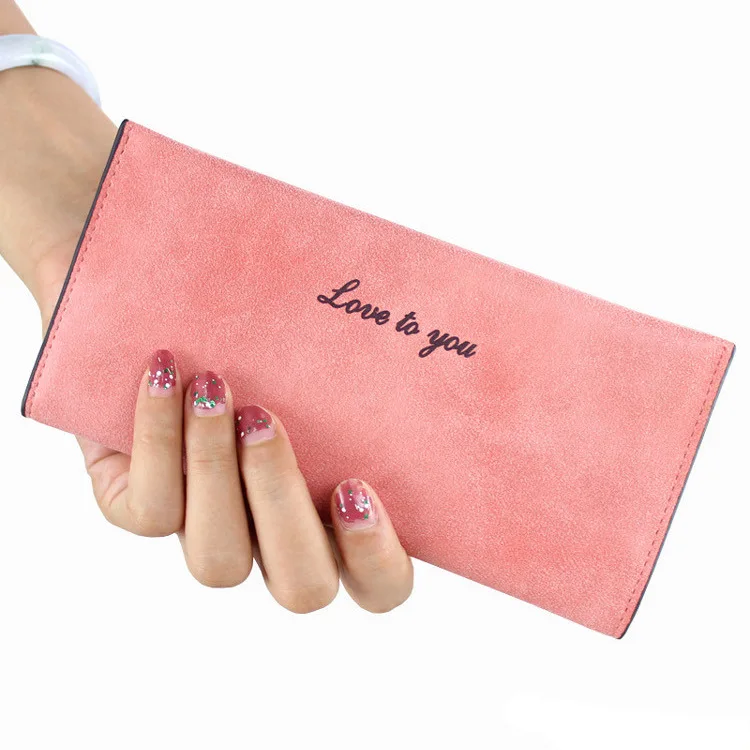 

ultra thin Wallet for Women Card holder vintage femme pink long wallet lady Money Bag Bifold Purse slim card slot
