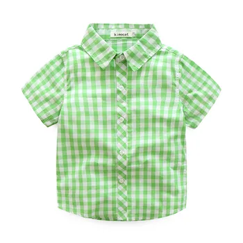 

Kids Boys Shirts Toddler Clothing Children Casual Lattice Soft Cotton Green/Blue Tops For Baby Boys 3-7 Years Wear