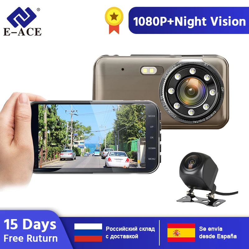 E ACE тире Камера 4 0 дюймов Автомобильный видеорегистратор FHD 1080P видео