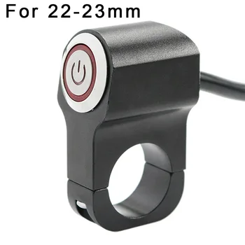 

12V 22-23mm Diameter Motorcycle Handlebar Headlight Push Button Switch W/ Red LED Light Waterproof, Made Of Aluminum Alloy