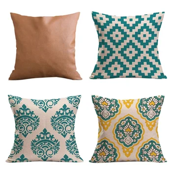 

Cool Fresh Summer Style, Linen Burlap Decorative Throw Pillow Covers Set Of 4 For Couch, Sofa, Bedroom, Living Room, 18X18 Inche