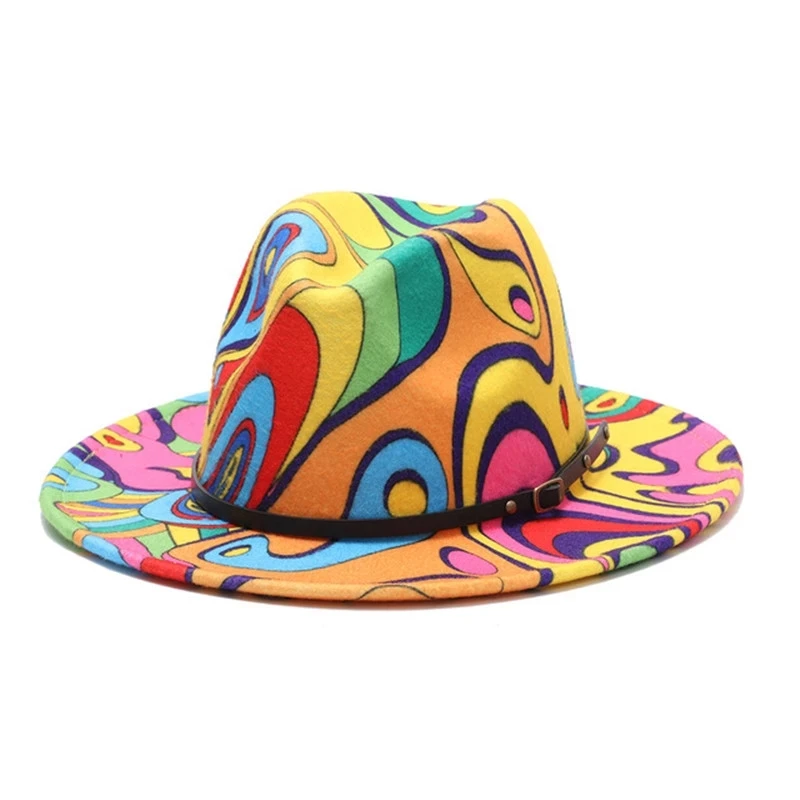 Hat felt fedoras multicolors 3d painted 