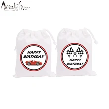 Гоночные автомобильные темы вечерние сумки в подарок конфетные сумки 6 шт кастом, гоночный флаги автомобили Мальчик День Рождения события украшения контейнер для вечеринки поставки