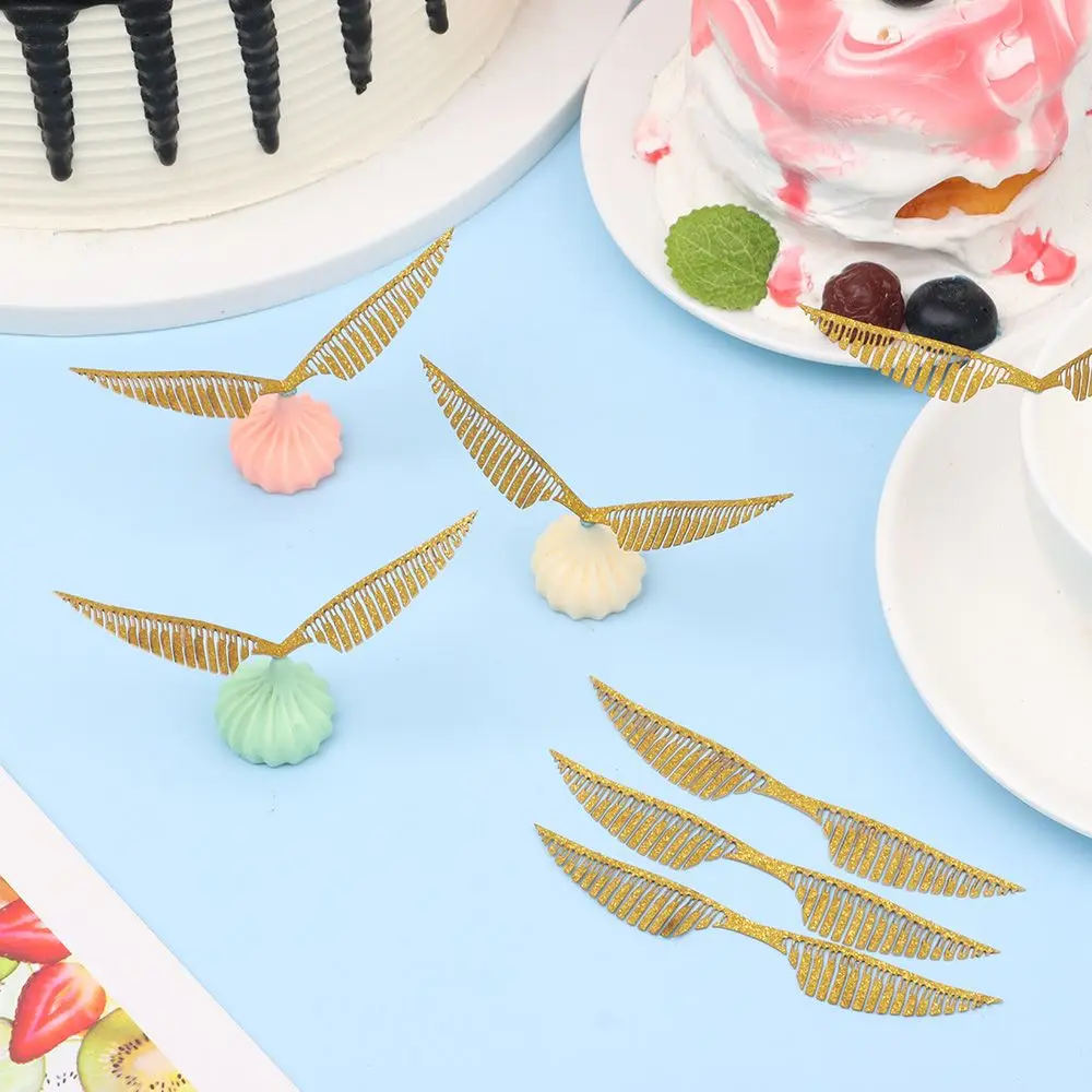 Birthday Wizard Decoration Wings Chocolate Decoration Hollowed Wings Cupcake Toppers Wafer Gold Cake Decor