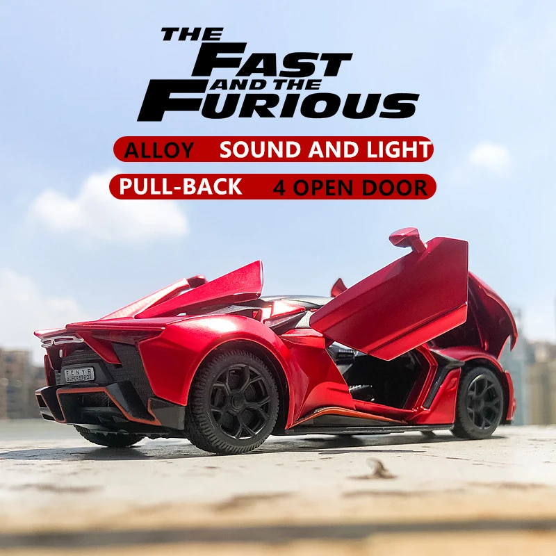 

1:32 Lycan supercar with sound and light alloy toy car model collection gift pull-back vehicle