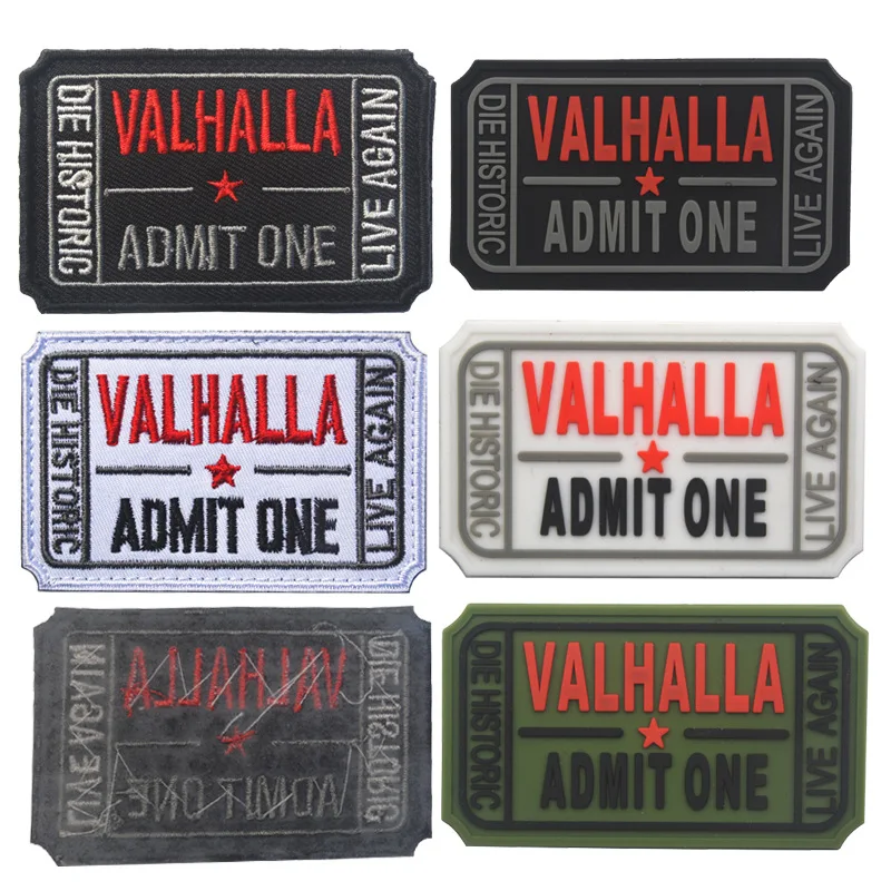 

Ticket to Valhalla Military Tactical Vikings Mad Max Patches HOOK&LOOP Army Embroidered PVC Badges Fabric Armband Stickers