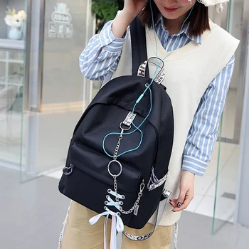 

New Arrival Fashion big capacity shopping bag laptop backpack Black rucksack canvas bags student womens Bags Hot Sale Teenage