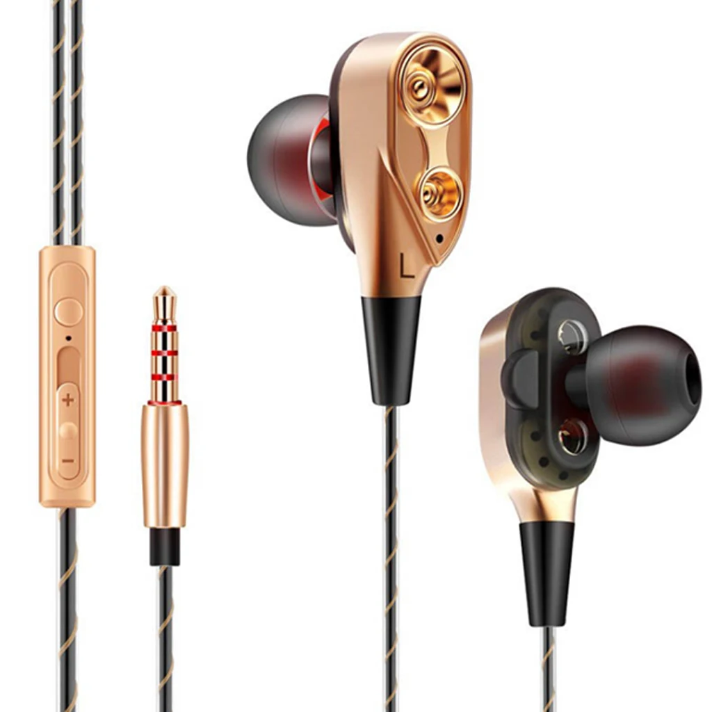 

3.5mm Plug In-Ear Earbud Headphones Dual ynamic Driver Sound Music HiFi Bass Sports Earphone with Mic for iPhone Samsung Xiaomi