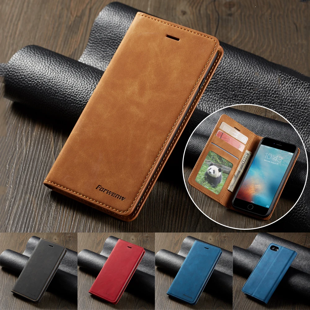 

Forwenw Flip Stand Leather Case For iPhone 8 7 Plus Coque Wallet Cover for iPhone 11 Pro Max XS Max XR X 6 6S Plus 5 5S SE Cases