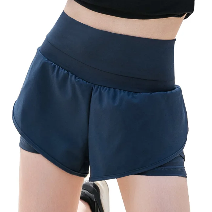 Women Sport Shorts Solid Color Quick Drying High Waist for Summer Yoga Fitness SEC88