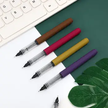 

JIANWU 1PC Retro Color Simplicity Straight Liquid Gel Pen Student 0.5mm Gel Ink Pen Black Color Office School Writing Stationary