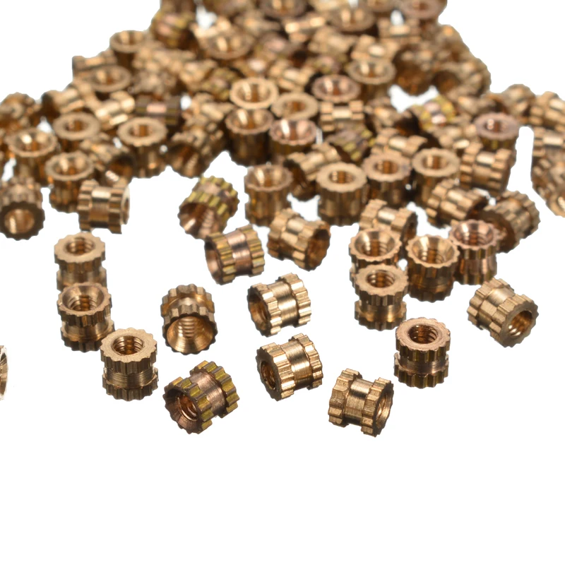 100 Pcs M3x3 Brass Cylinder Knurled Threaded Round Insert Embedded Nuts New 