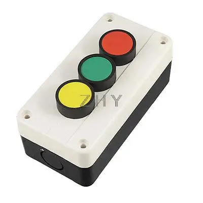 

Green Red Yellow 3 Flat Push Button Momentary Switch Station