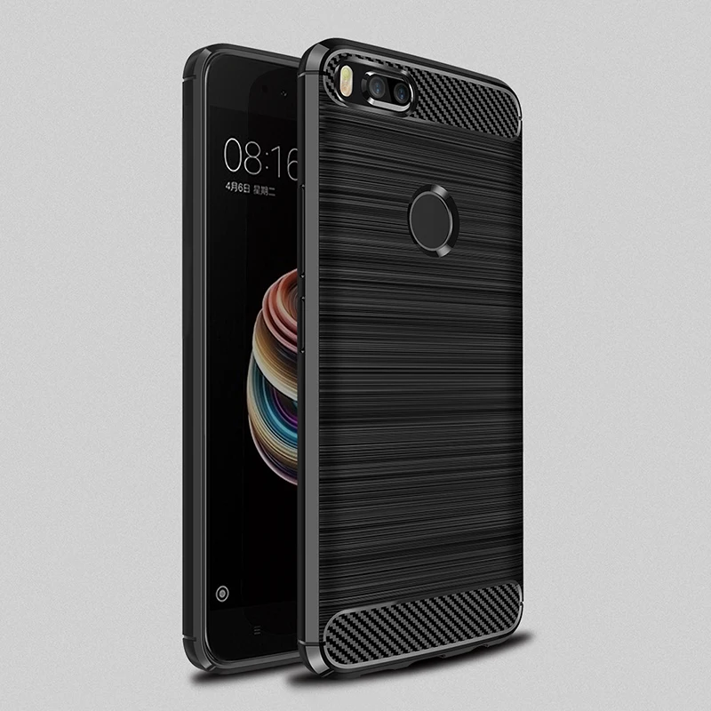 Silicone Phone Case For Xiaomi Mi A1 5X A2 6X Carbon Fiber Cover MiA1 Mi5X MiA2 Mi6X Soft TPU Cases Coque | Мобильные телефоны и