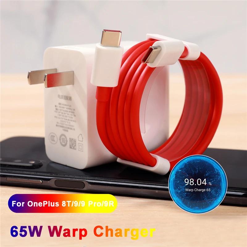 65W EU Warp Charger For OnePlus 9 Pro 9R 8T 6A 1M USB-C to Dash/Warp Charging Adapter One Plus 8 Nord 7T 7 6T | Мобильные телефоны