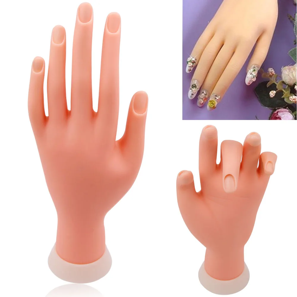 

1Pcs New Practice Nail Art Model Hand Soft Flexible Silicone DIY Bendable Mannequin False Hand Manicure Tools For Training