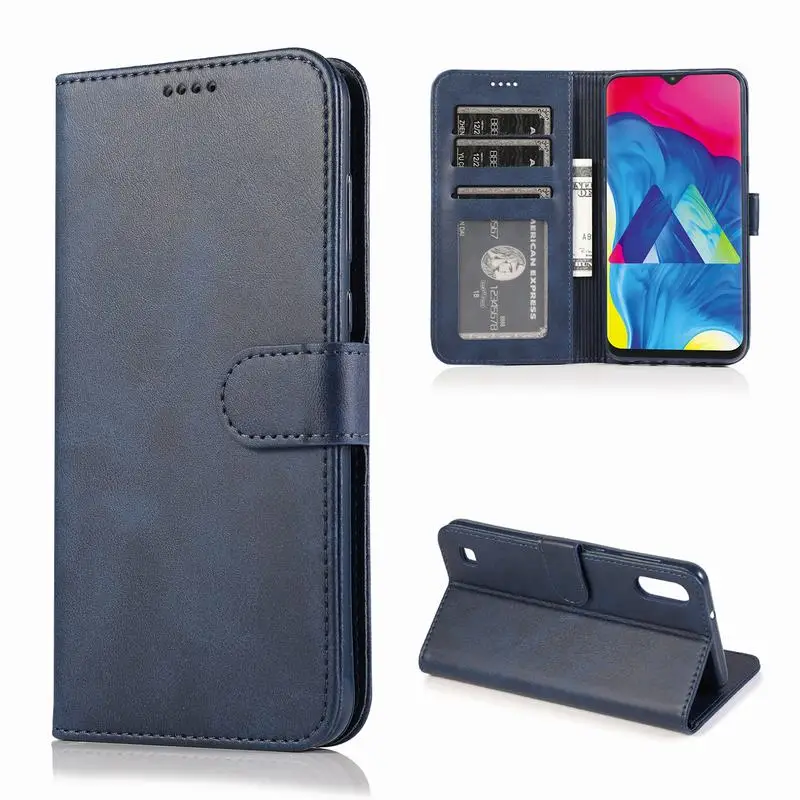 Blue Case Чехол для samsung Galaxy A10 A 10S, чехол-бумажник из искусственной кожи, Флип 360, защитный противоударный простой ретро-чехол для телефона - Цвет: Blue Case