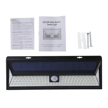 

102 Beads LED Solar Power Wall Lamp Motion Sensor Light With 270°Wide Angle Q0KF