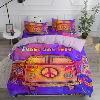 

ZEIMON Bohemia Bedding Set Cartoon Car Duvet Cover Microfiber Bedspreads Queen Bed Set 2/3pcs Home Textiles For Living Room